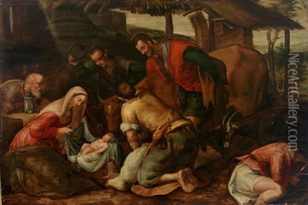 Die Anbetung Der Hirten Oil Painting - Francesco Bassano
