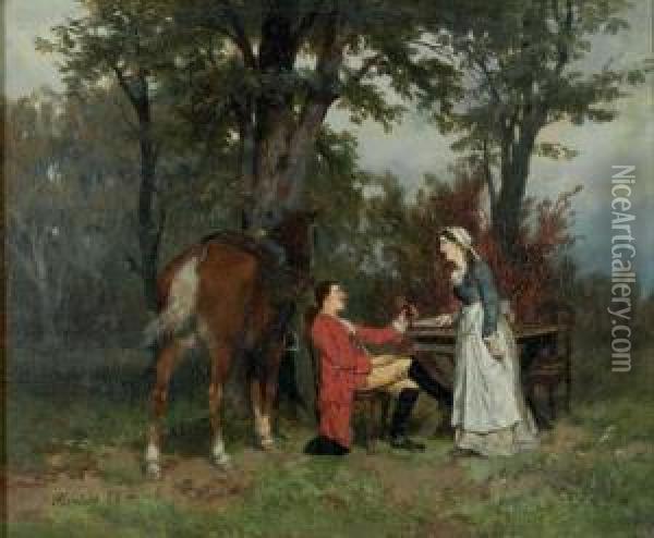 Rendez-vous In The Forest Oil Painting - Heinrich Breling