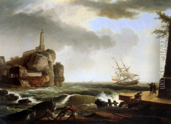 Schiffbruch Auf Sturmischer See Oil Painting - Charles Francois Lacroix