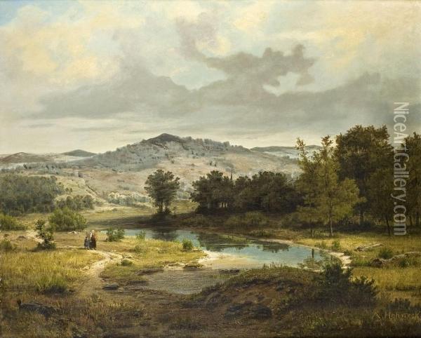 Gebirgslandschaft Mit See Oil Painting - Adolf Hohneck