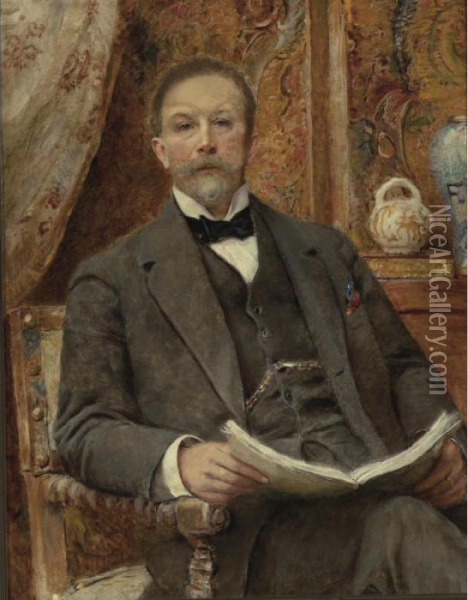 Portrait Of An Elegant Man Oil Painting - Konstantin Egorovich Egorovich Makovsky