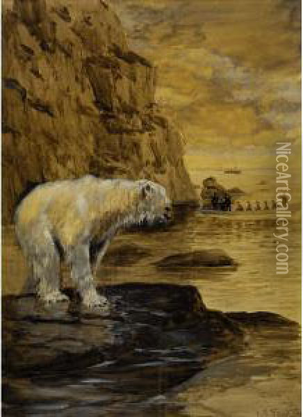 Polar Bear Oil Painting - Arthur Burdett (Sr.) Frost