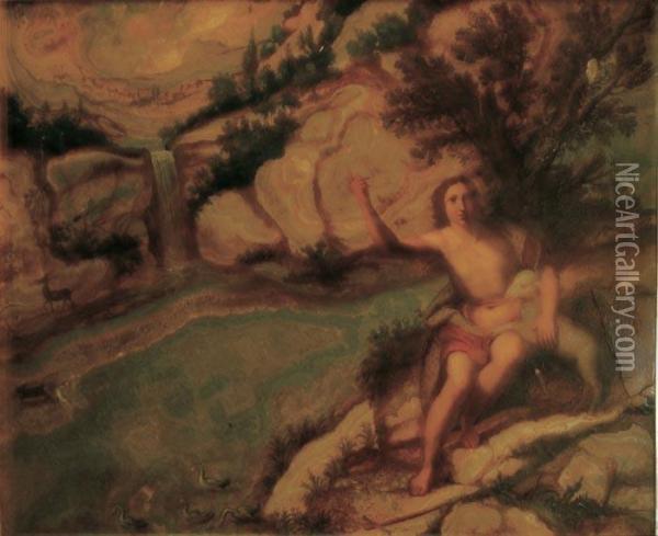 Paesaggio Con Cascata E San Giovanni Battista Oil Painting - Giovanni Francesco Caroto