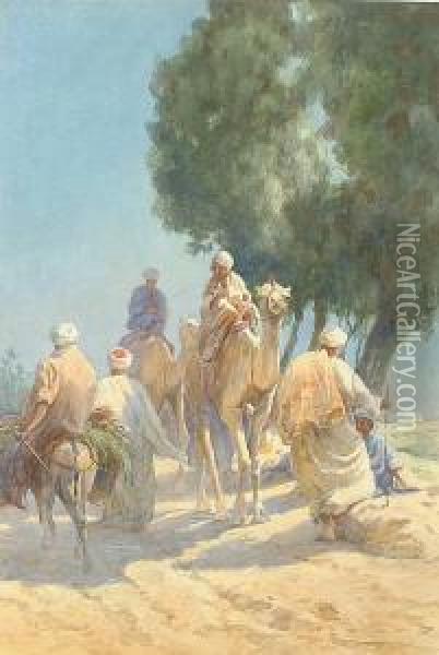 Travellers On A Dusty Road Oil Painting - George Engleheart