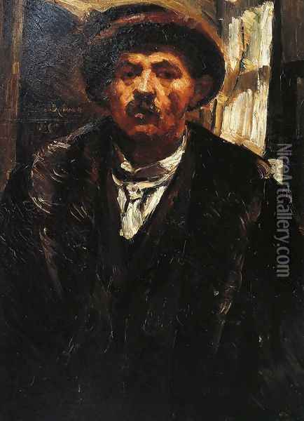 Self Portrait in a Fur Coat and a Fur Cap Oil Painting - Lovis (Franz Heinrich Louis) Corinth