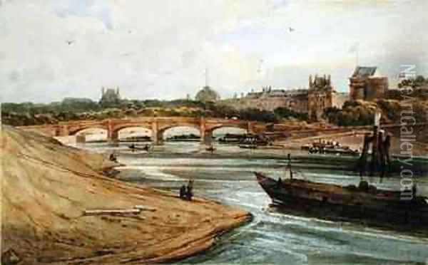 Pont de la Concorde and the Palais des Tuileries from the Cours la Reine Oil Painting - Francois Louis Thomas Francia