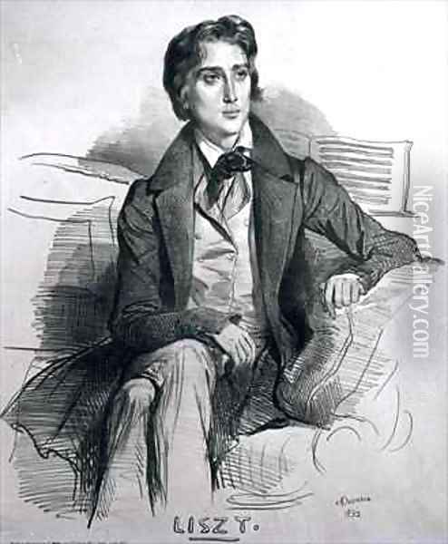 Portrait of Franz Liszt 1811-86 August 1832 Oil Painting - Achille-Jacques-Jean-Marie Deveria