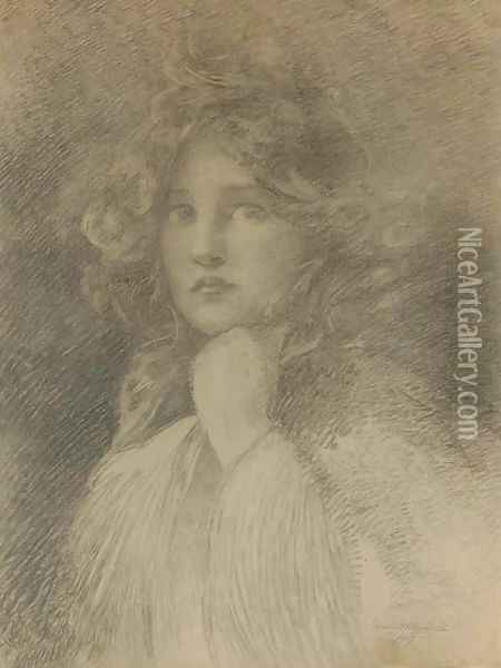 Portrait of a Girl Oil Painting - Edwin Howland Blashfield