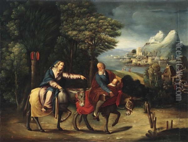 Die Flucht Nach Agypten Oil Painting - Battista (de Luteri) Dossi