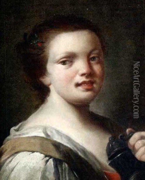 Bildnis Einer Jungen Frau Mit Weinkanne Oil Painting - Domenico Maggiotto