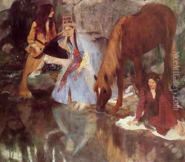 Mlle Fiocre in the Ballet 'La Source' Oil Painting - Edgar Degas
