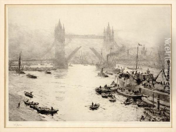 The Pool Of London And Tower Bridge Oil Painting - William Lionel Wyllie