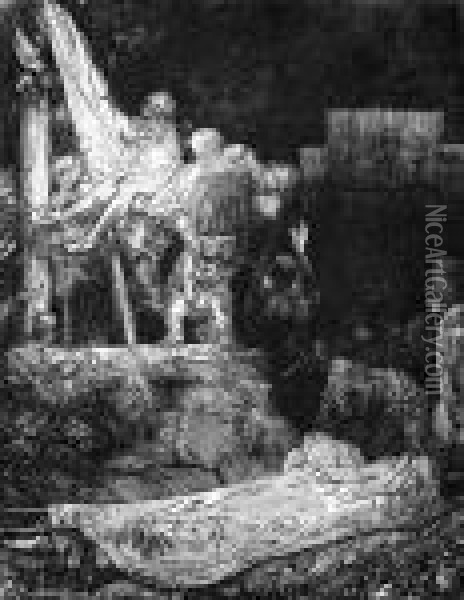 Die Kreuzabnahme Bei Fackelschein Oil Painting - Rembrandt Van Rijn