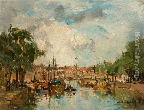 Stadgezicht Oil Painting - Johan Hendrik van Mastenbroek