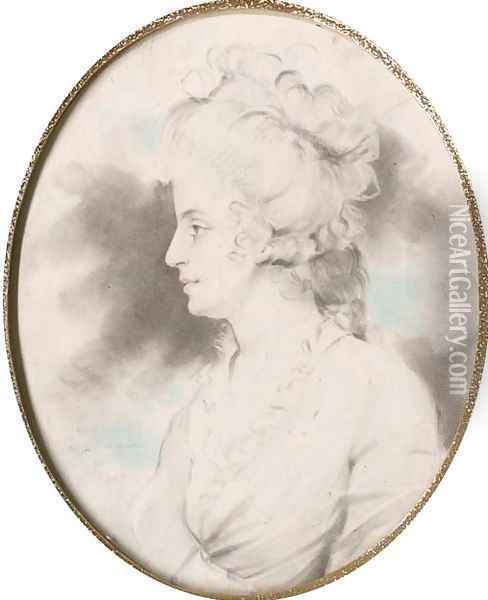 Portrait of a lady, bust-length, in profile Oil Painting - John Downman