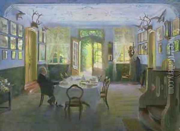 The Hall of the Manor House in Waltershof 1894 Oil Painting - Hans Olde