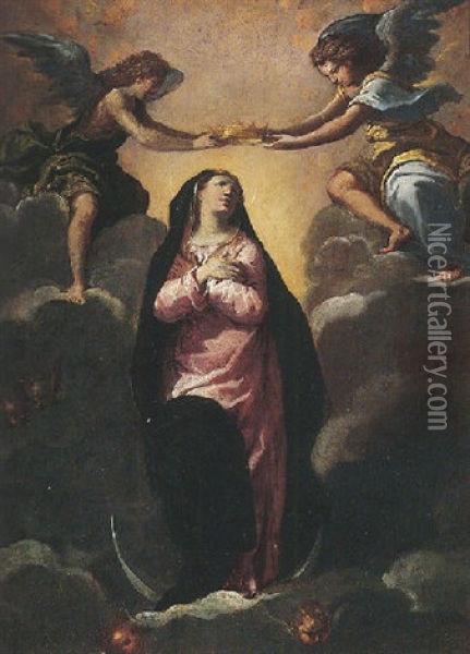 The Virgin Crowned By Angels Oil Painting -  Scarsellino