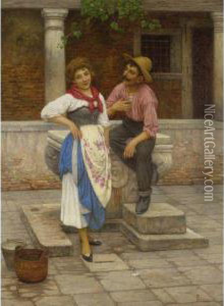 A Declaration Of Love Oil Painting - Luigi Pastega