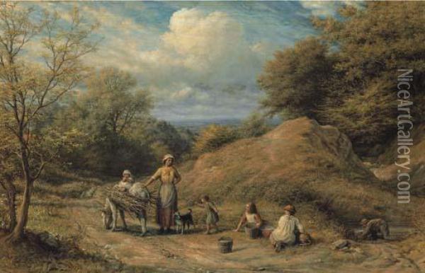 Cottager And Tramps Oil Painting - James Thomas Linnell