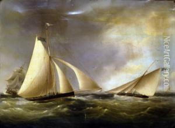 Yachts On Choppy Seas Oil Painting - Condy, Nicholas Matthews
