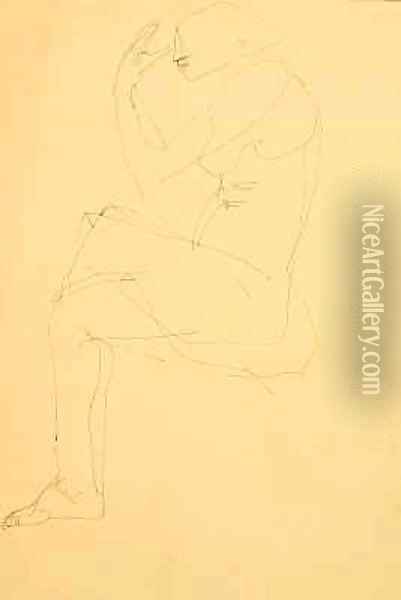 Sophie nude seated legs crossed Oil Painting - Henri Gaudier-Brzeska