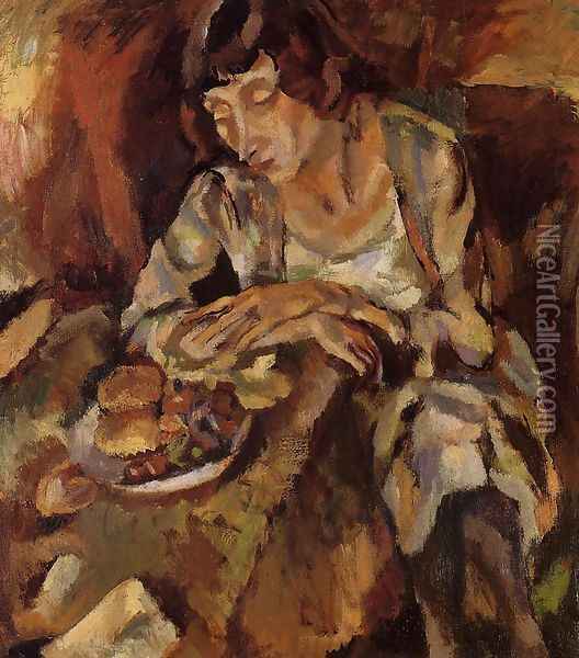 Hermine with Fruit Oil Painting - Jules Pascin