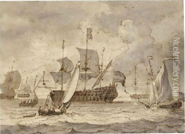 The Embarkation Of William III And Mary Of Orange Oil Painting - Ludolf Backhuysen