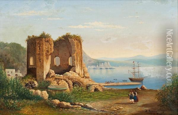 Neapolitanische Kustenlandschaft Oil Painting - Auguste Fresson