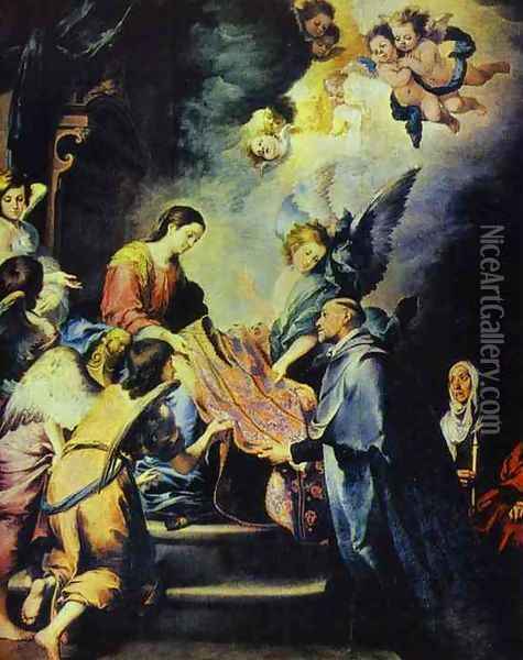 Chasuble of St. Idelfonso Oil Painting - Bartolome Esteban Murillo