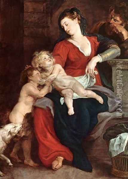The Holy Family With The Basket Oil Painting - Peter Paul Rubens