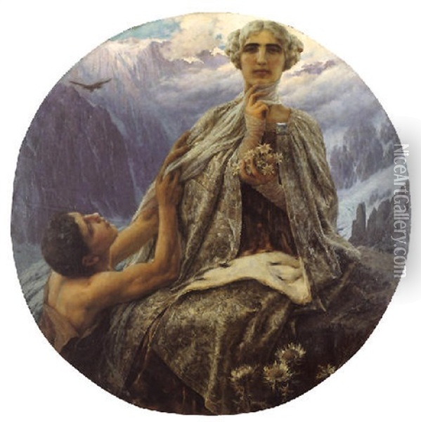 La Regina Dei Ghiacci Oil Painting - Cesare Saccaggi
