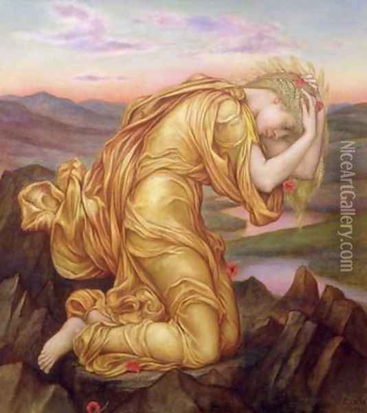 Demeter Mourning for Persephone 1906 Oil Painting - Evelyn Pickering De Morgan
