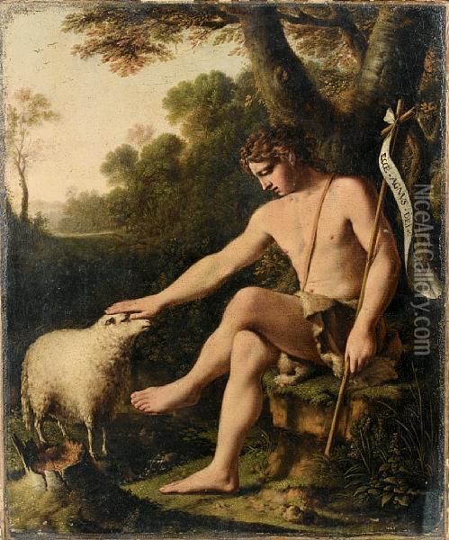 Saint John The Baptist Before An Open Landscape Oil Painting - Baptiste Gagnereaux