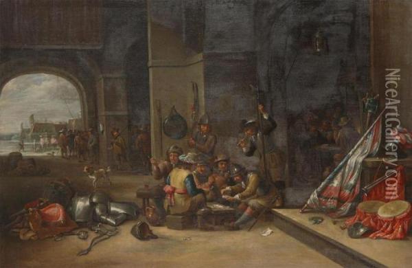Corps De Garde Oil Painting - David The Younger Teniers