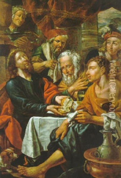Christus Und Die Junger In Emmaus Oil Painting - Denys Calvaert