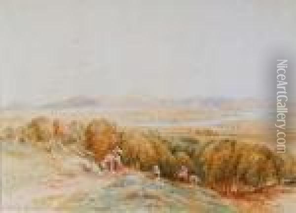 Hereford Valley Scene With Resting Travellers Oil Painting - David I Cox