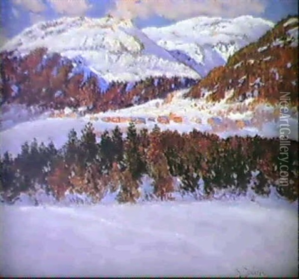Solbelysta Fjall Oil Painting - Anton Genberg