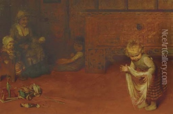 Mother's Helper Oil Painting - Hermann Kaulbach