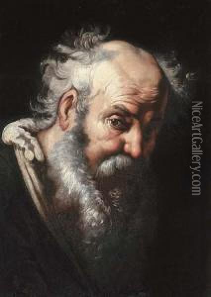 Head Of A Bearded Man Oil Painting - Bernardo Strozzi
