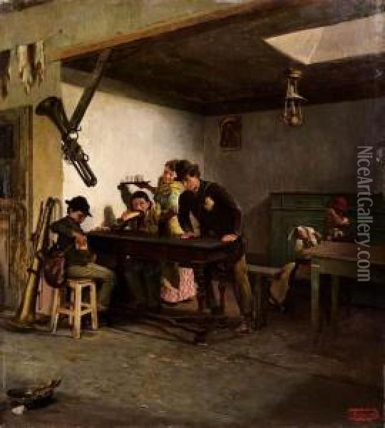 Girovaghi Affamati. Tromboni Oil Painting - Giovanni Battista Quadrone