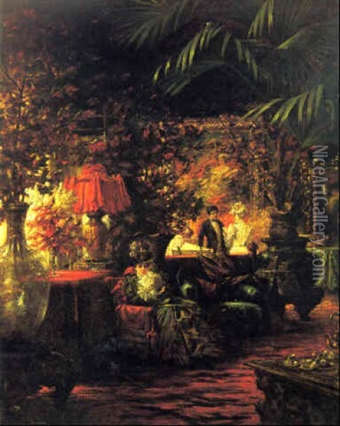 In The Foyer Oil Painting - Mihaly Munkacsy
