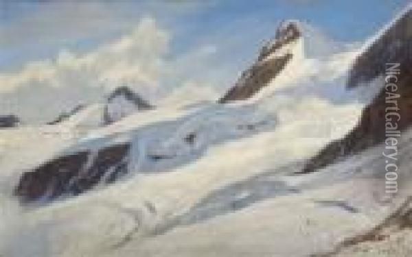 Auf Dem Jungfraujoch. Oil Painting - Georg Macco