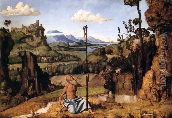 The Penitent St Jerome in the Wilderness Oil Painting - Giovanni Battista Cima da Conegliano