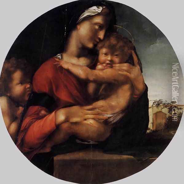 Madonna and Child with the Young St John Oil Painting - Alonso Berruguette