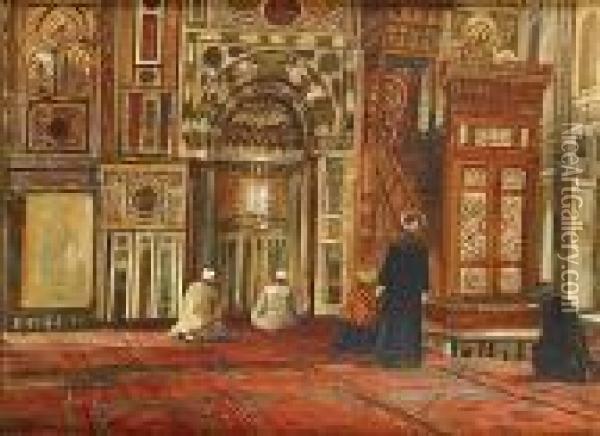 De Moskee Van Al Burdayni, Cairo. Oil Painting - Georg Macco