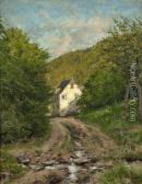 Waldlandschaft Mit Haus Und Weg Oil Painting - Heinrich Sen Hartung