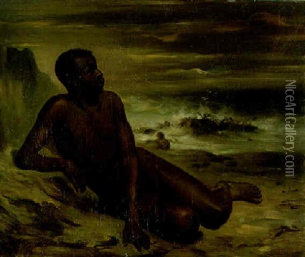 Etude D'un Homme Noir Sur Une Plage Oil Painting - Victor-Jean Adam