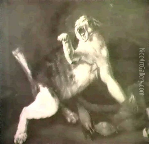 Eine Wildkatze Oil Painting - Philipp Ferdinand de Hamilton