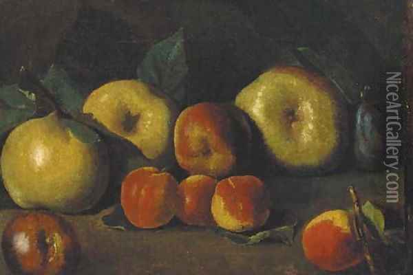 Apples, peaches Oil Painting - Spanish School