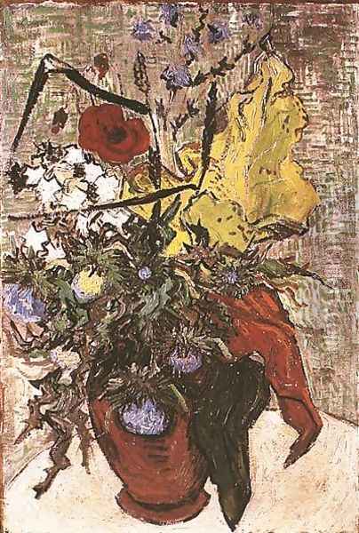 Fleurs des champs dans un vase 1890 Oil Painting - Vincent Van Gogh
